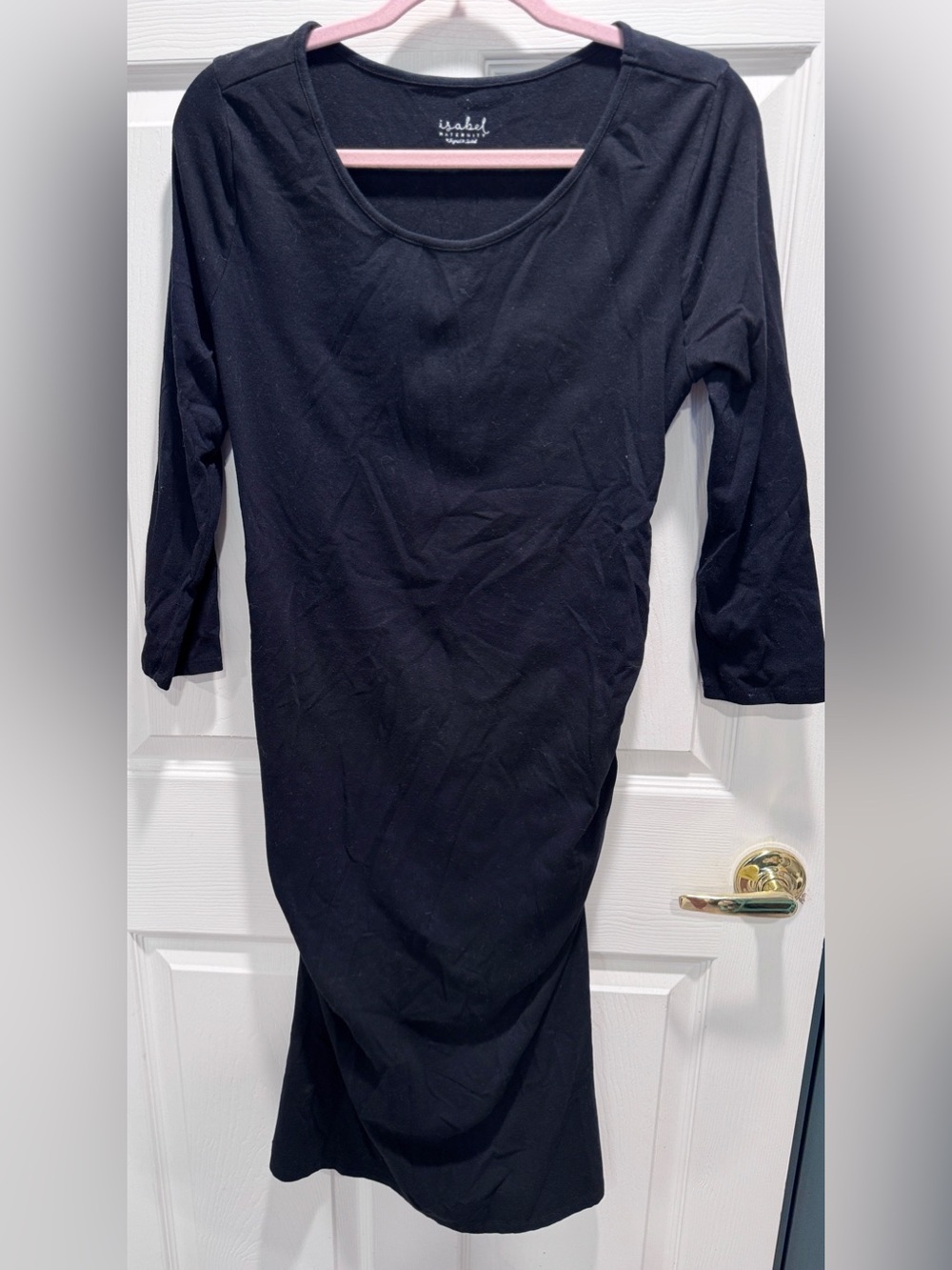 Isabel Maternity by Ingrid & Isabel Black Ruched Maternity Dress | Size Medium - Picture 2 of 5